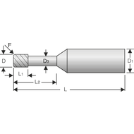 Alu-Micro-Schaftfräser VHM 30° 2mm, L2=20mm Z=2 HA, ZrCN Ultra-N